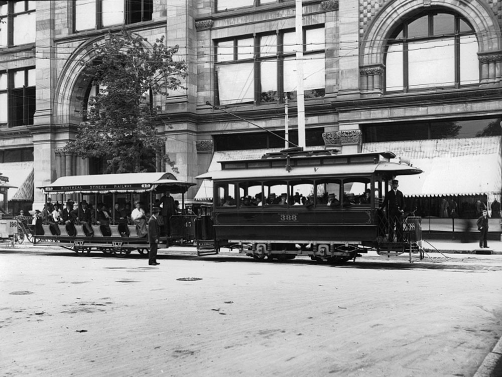 Streetcars in front of the HBC Store