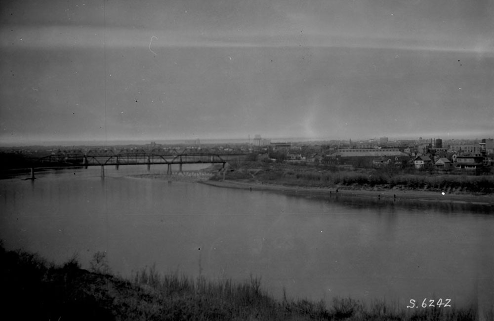 Saskatoon's skyline from across the river.